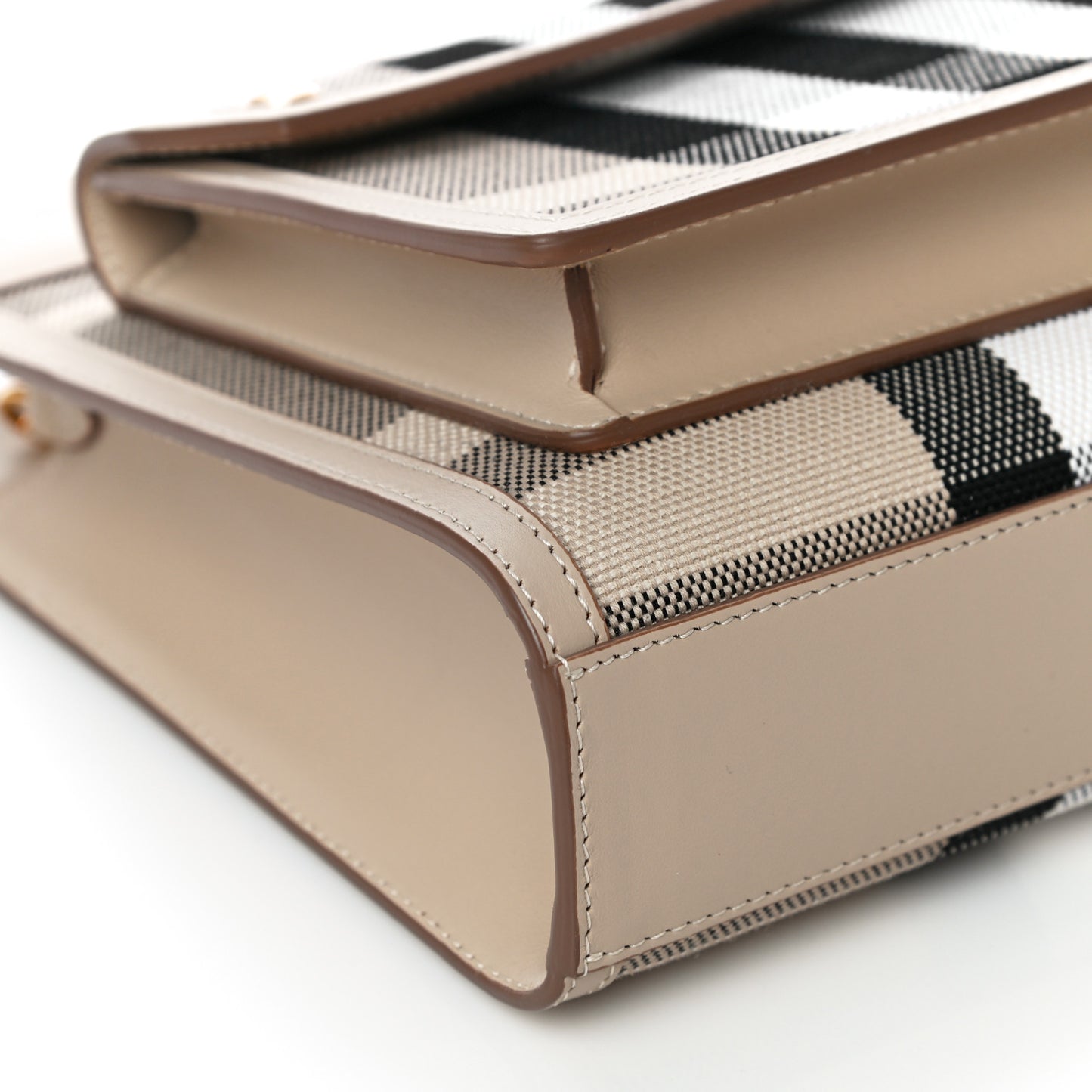 Smooth Calfskin Canvas Check Mini Pocket Bag Dusty Sand Soft Fawn