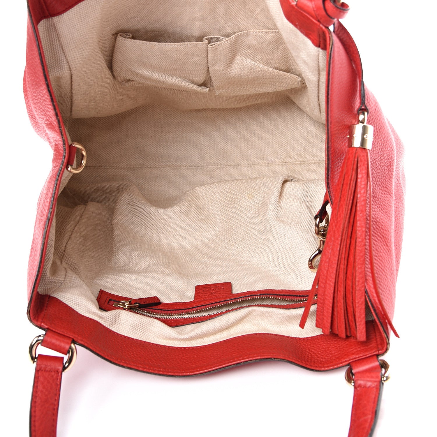 Gucci Pebbled Calfskin Medium Soho Shoulder Bag Red 4 of 14