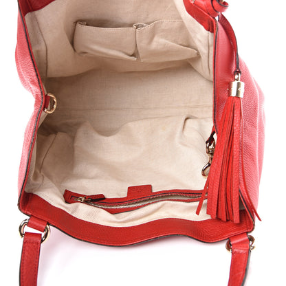 Gucci Pebbled Calfskin Medium Soho Shoulder Bag Red 4 of 14