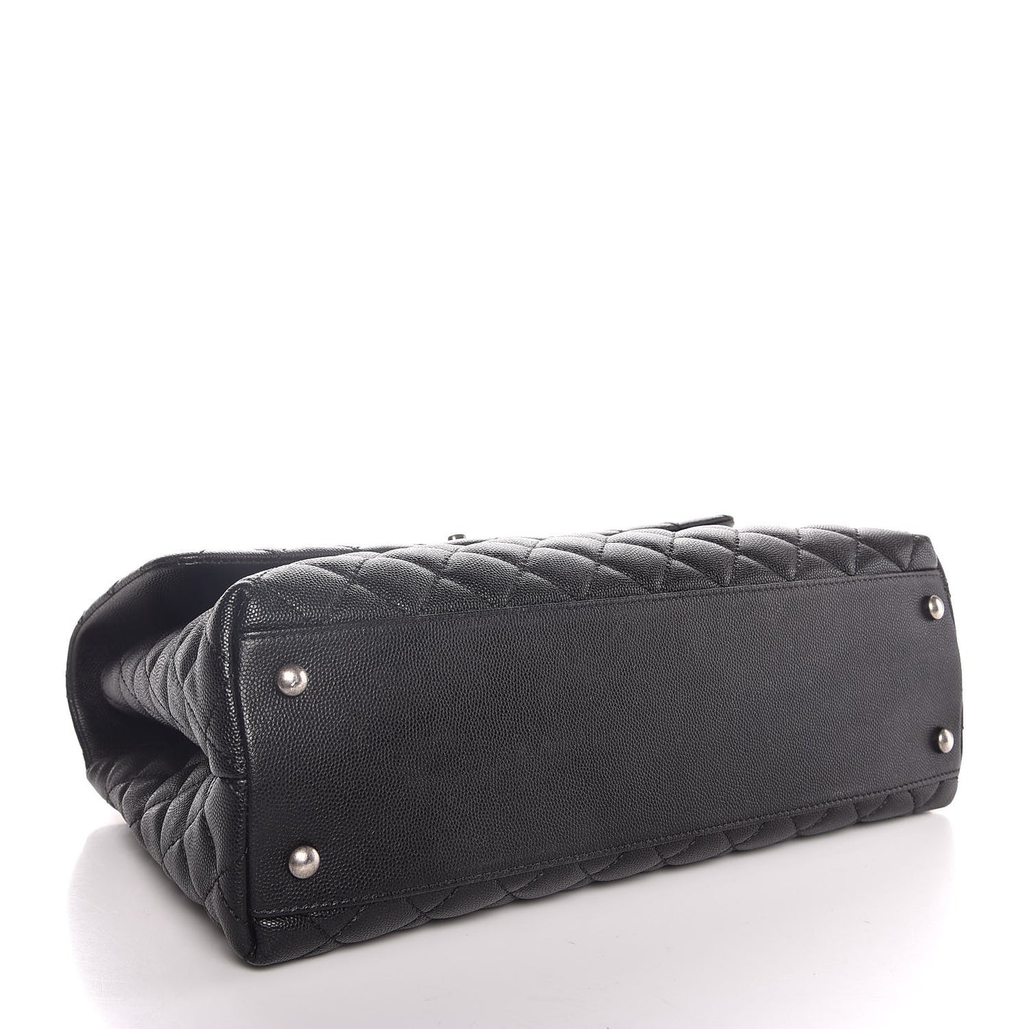 Caviar Lizard Quilted Medium Coco Handle Flap Black