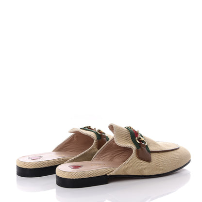 Gucci Canvas Vintage Charlotte Web Princetown Slippers 36 Sand Cuir 4 of 10