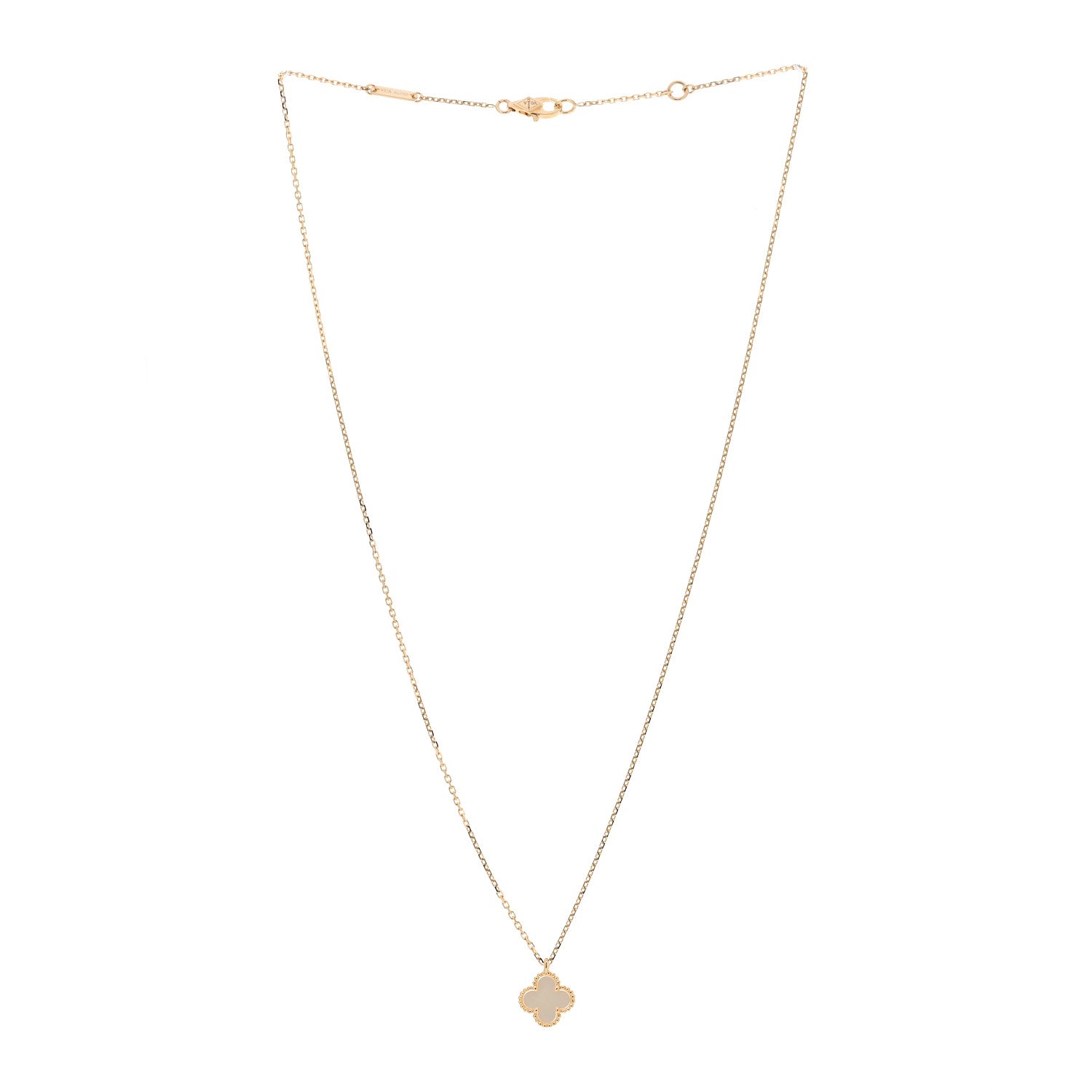 Van Cleef & Arpels 18K Yellow Gold Mother of Pearl Sweet Alhambra Pendant Necklace 3 of 6