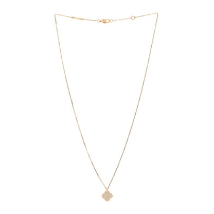 Van Cleef & Arpels 18K Yellow Gold Mother of Pearl Sweet Alhambra Pendant Necklace 3 of 6