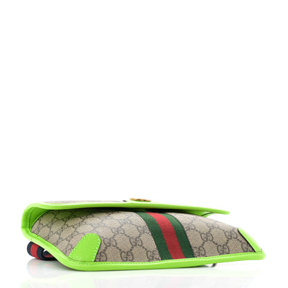 Gucci GG Supreme Monogram Web Small Ophidia Belt Bag Beige Ebony Electric Green 4 of 12