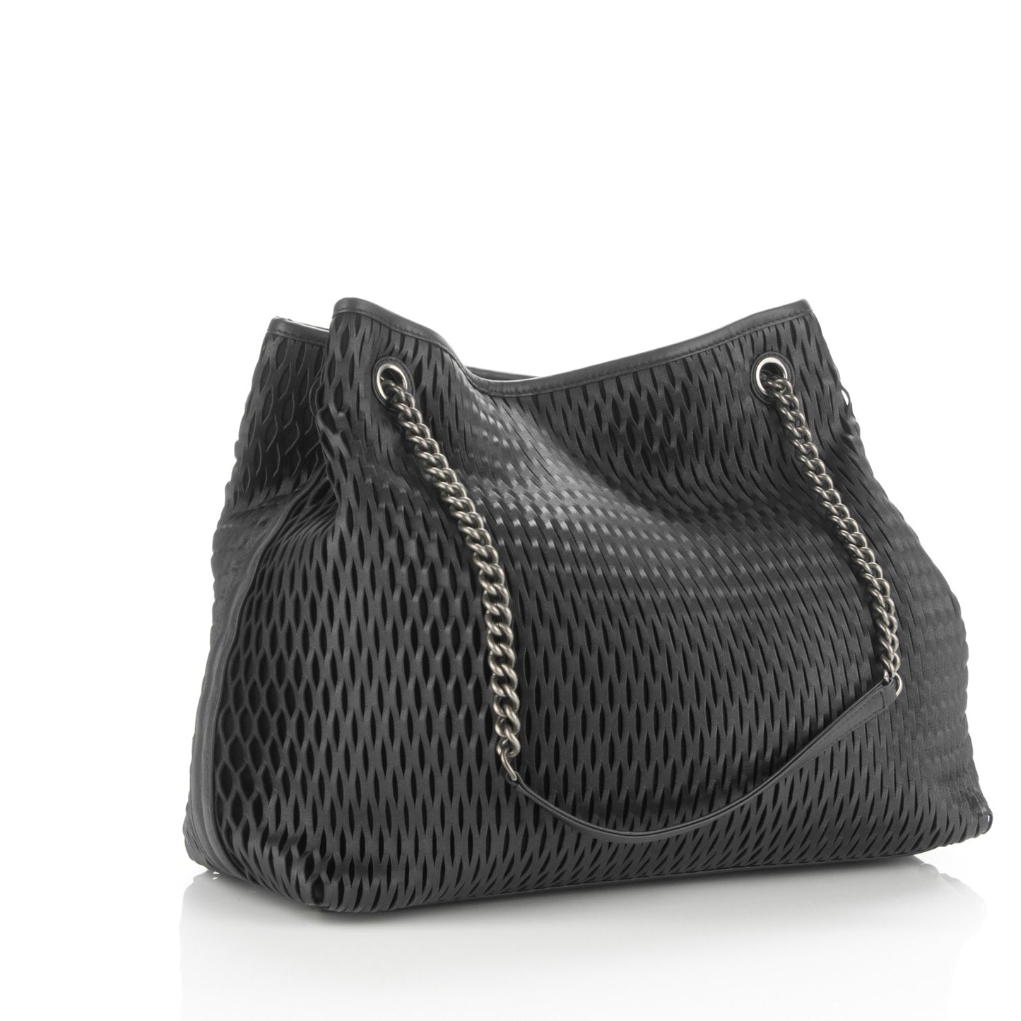 Calfskin Laser Cut Perforated CC Tote Black