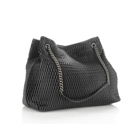 Chanel Calfskin Laser Cut Perforated CC Tote Black 3 of 6