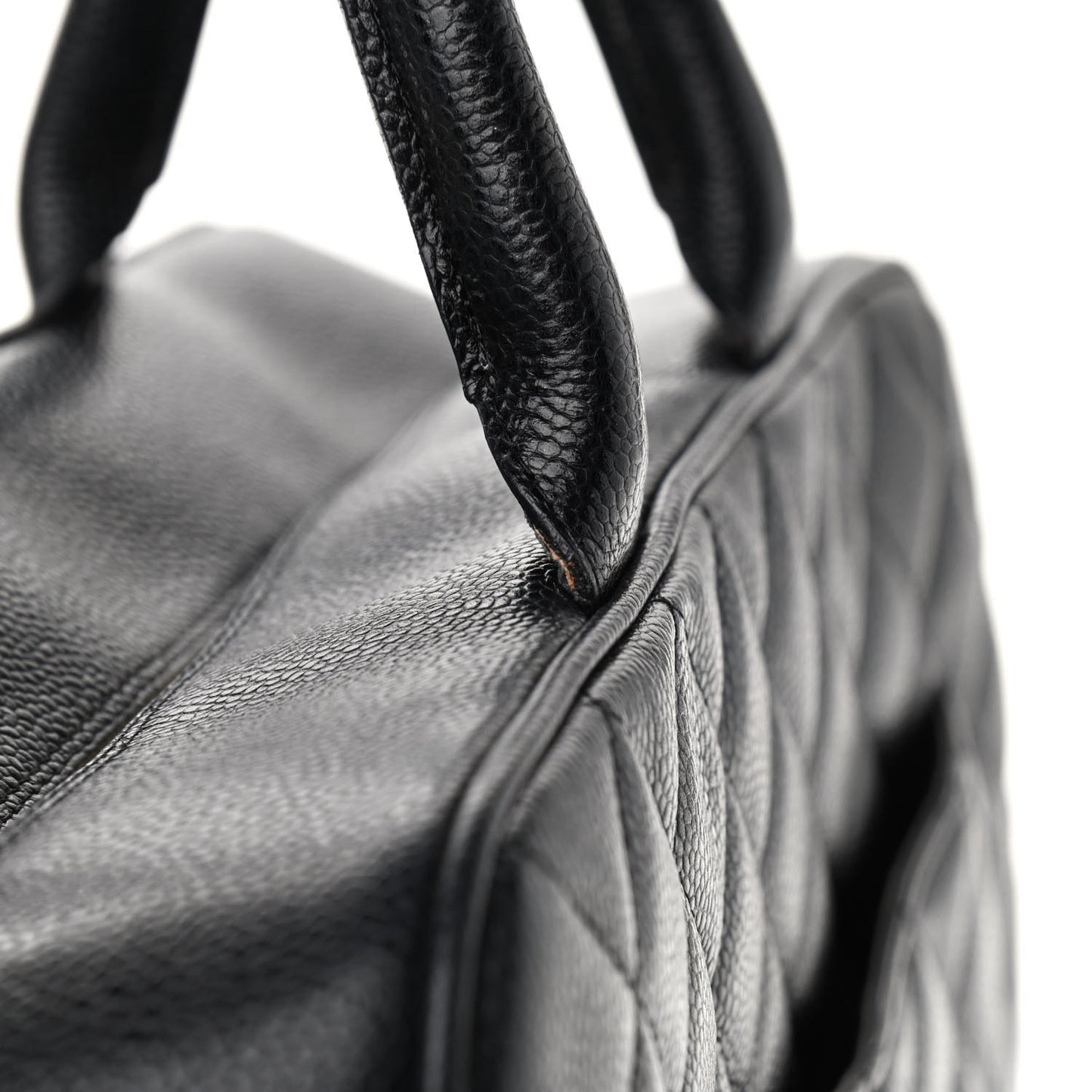 Caviar Quilted Large Bowler Black