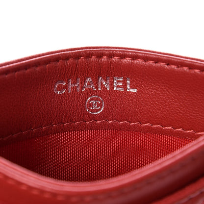 Chanel Lambskin Quilted CC Crossing Card Holder Red 6 of 9