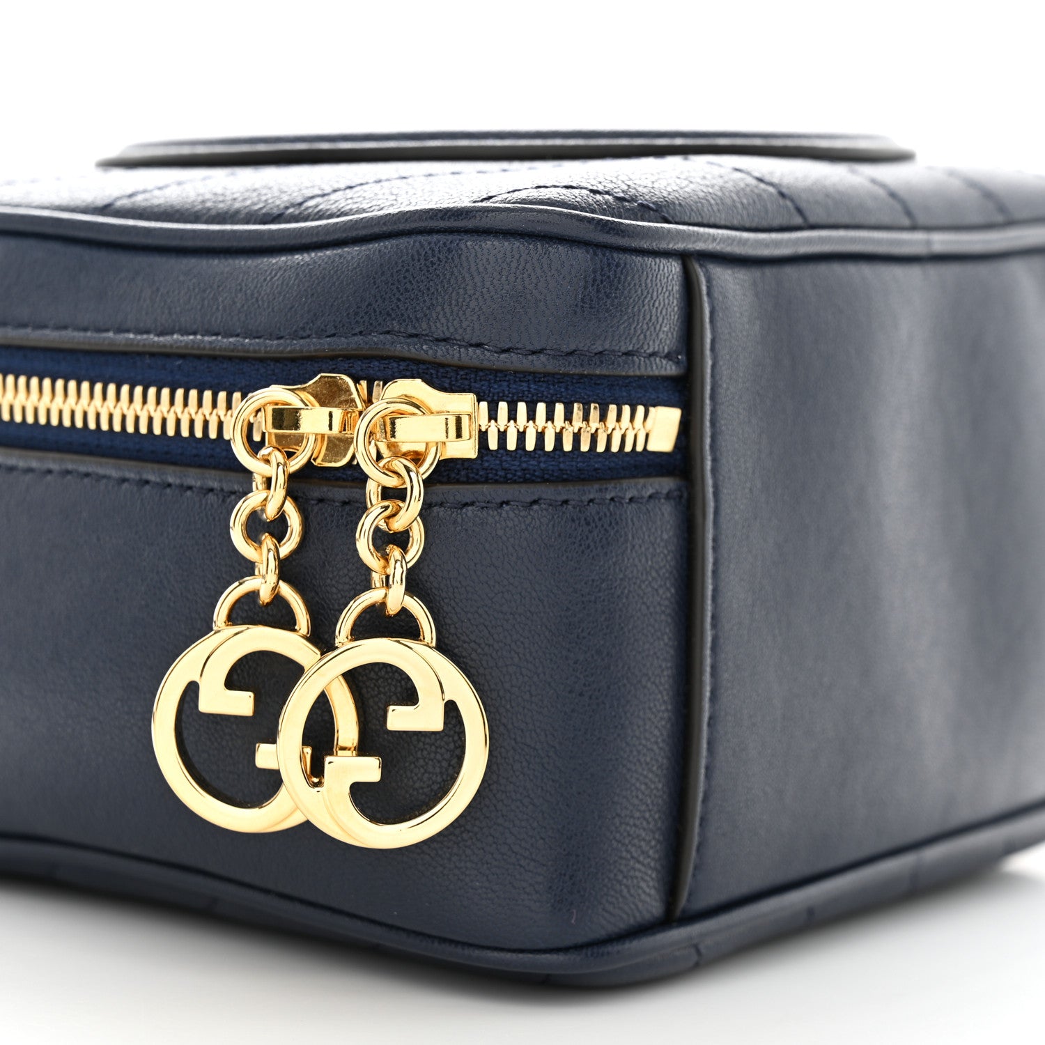 Gucci Sakai Be Green Calfskin Diagonal Stitched Blondie Top Handle Bag Blue Agata 9 of 11