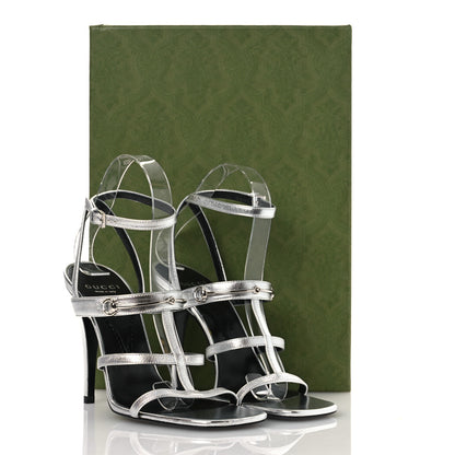 Gucci Nappa Silk High Heel Sandals 37.5 Argento 10 of 10