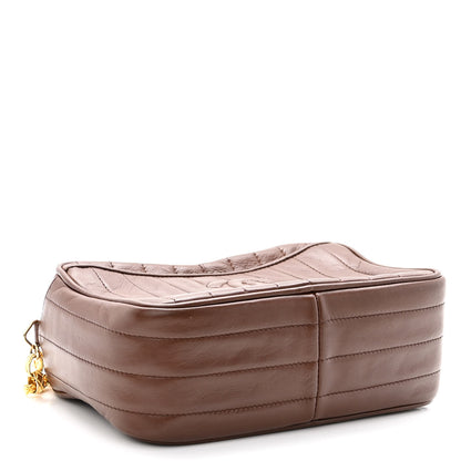 Chanel Lambskin Vertical Quilted Tassel Camera Case Brown 4 of 10
