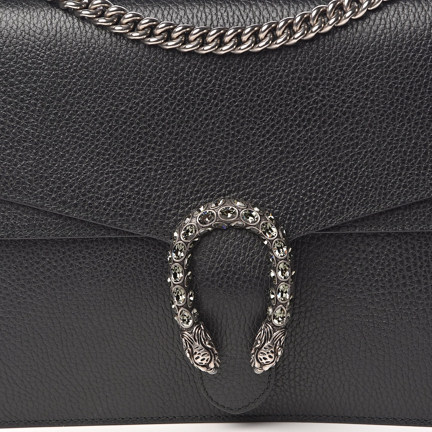 Dollar Calfskin Crystal Medium Dionysus Shoulder Bag Black Black Diamond