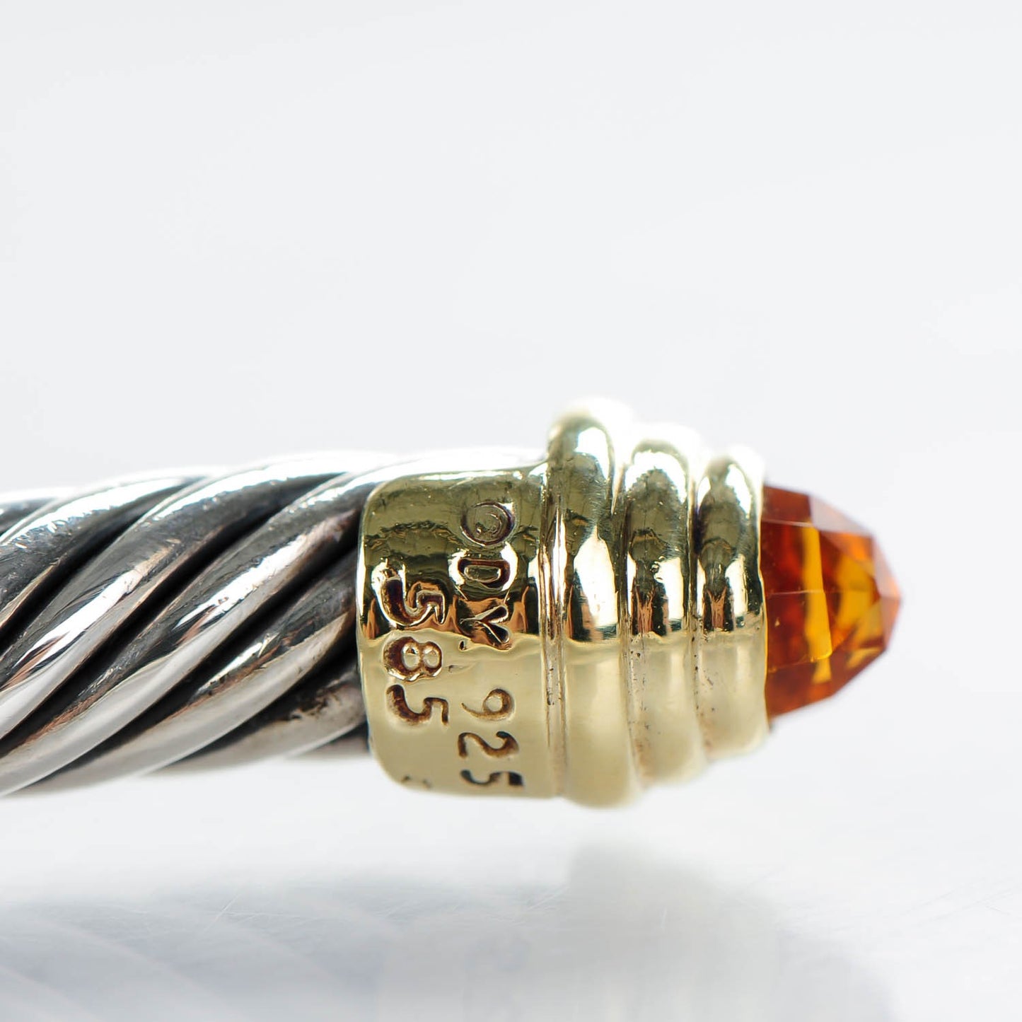 Sterling Silver 14K Yellow Gold Citrine 5mm Cable Classics Petite Color Bracelet