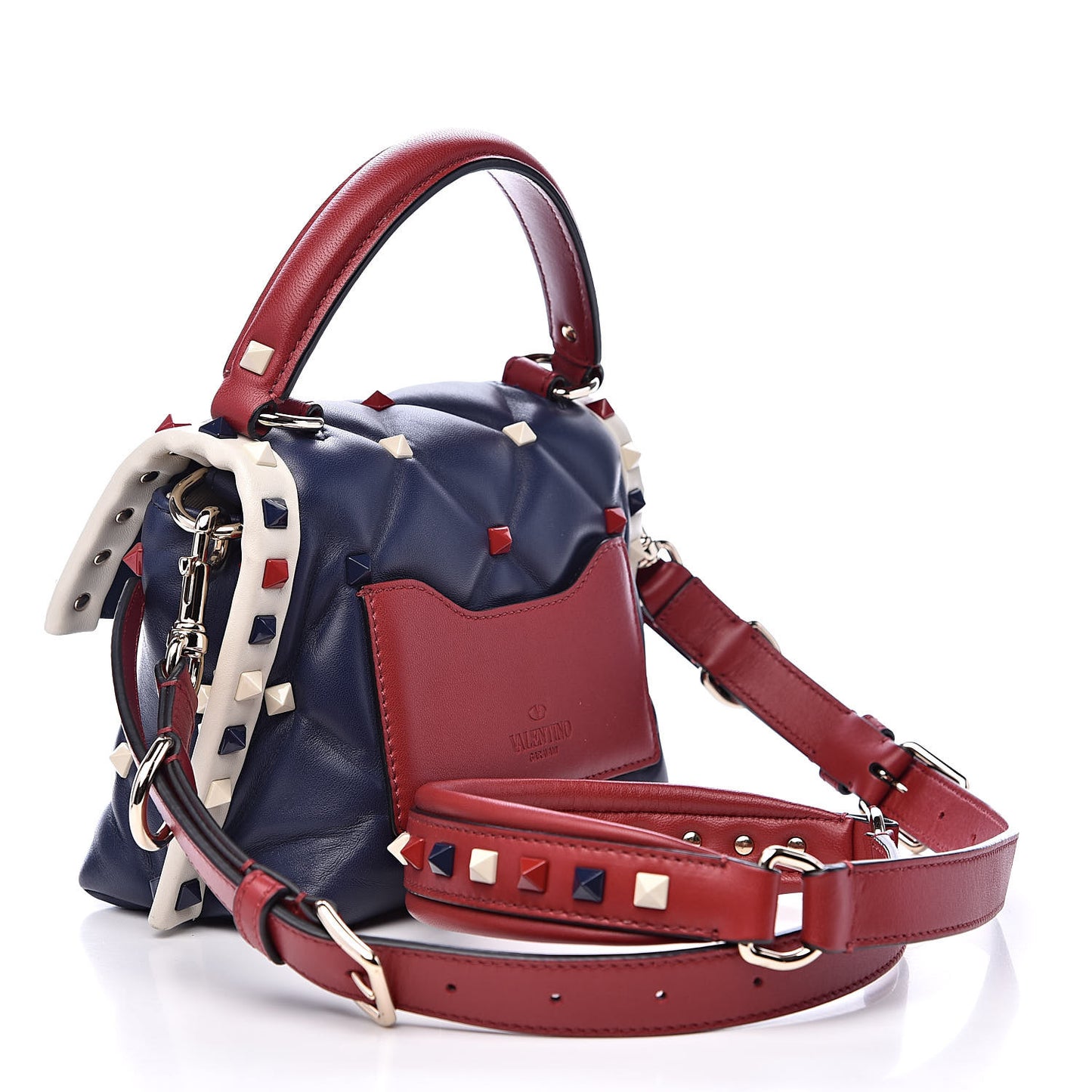 Nappa Mini Candystud Top Handle Bag Navy