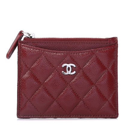 Chanel Caviar Quilted CC Zip Card Holder Burgundy 1 of 4