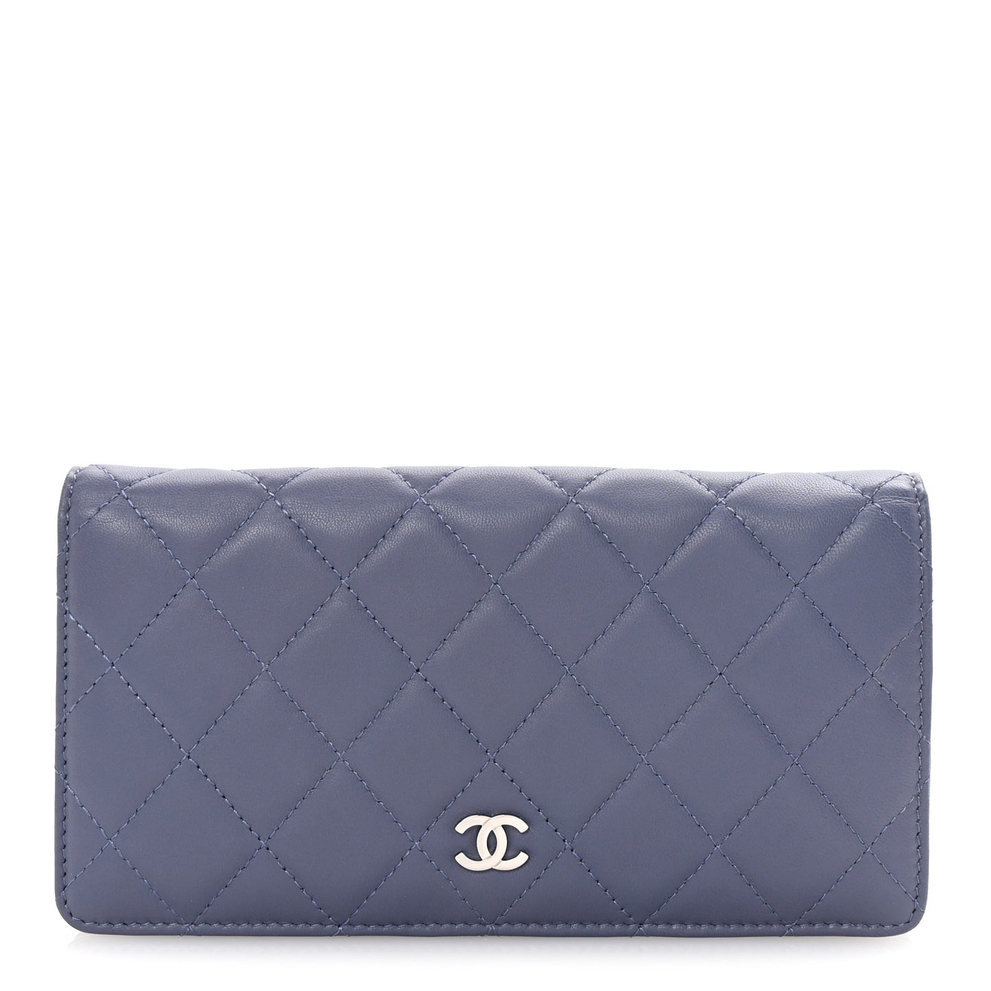 Lambskin Quilted Yen Wallet Purple