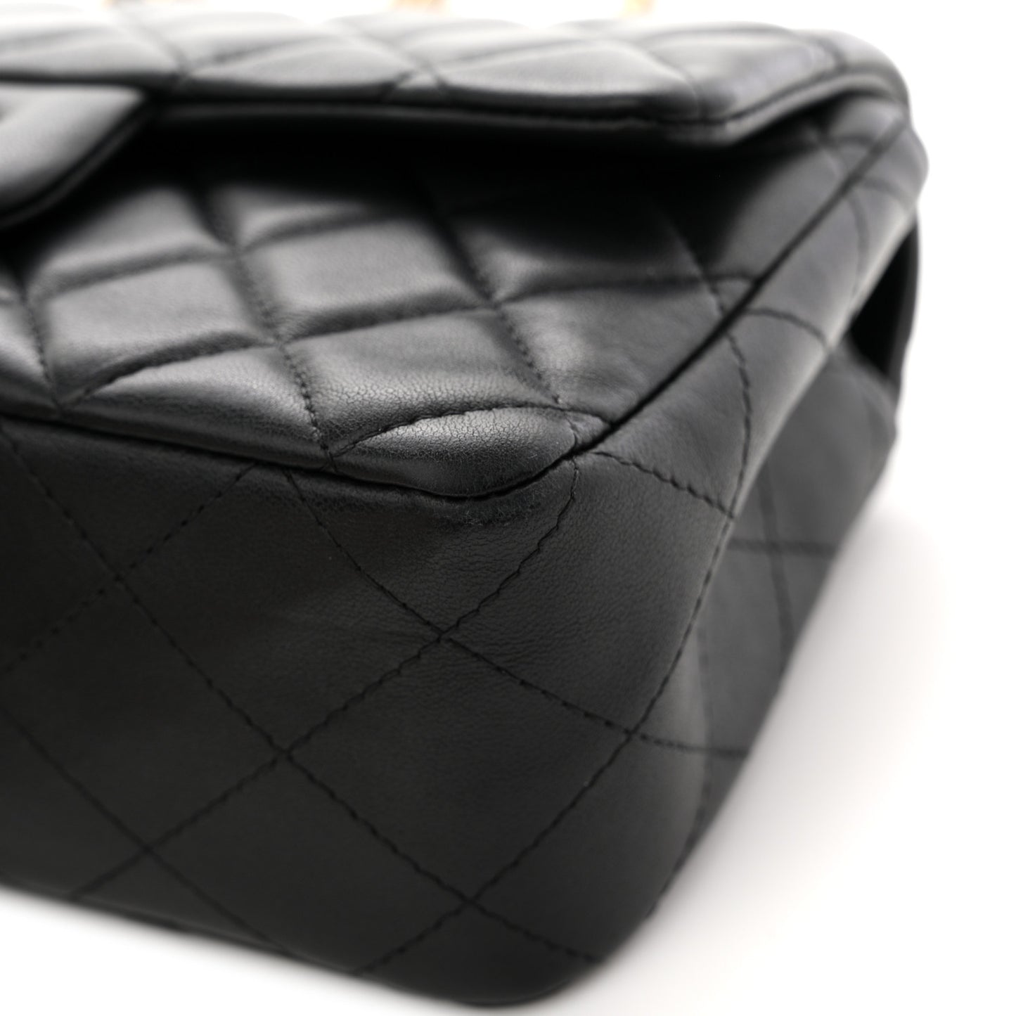 Lambskin Quilted Mini Rectangular Flap Black