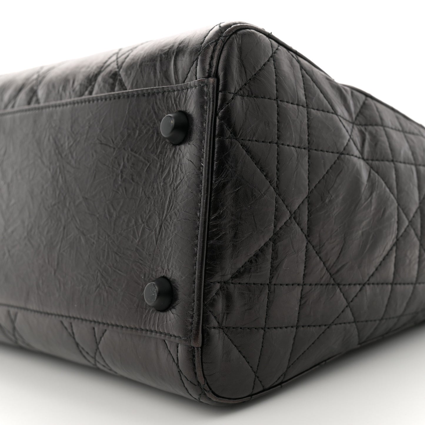Crinkled Calfskin Large Lady D-Sire Tote Black