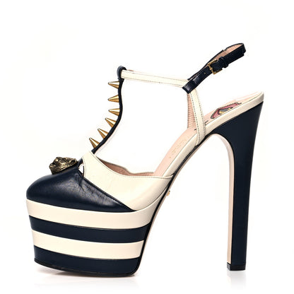 Gucci Calfskin Angel T-Strap Platform High Heel Pumps 38.5 Black 1 of 12