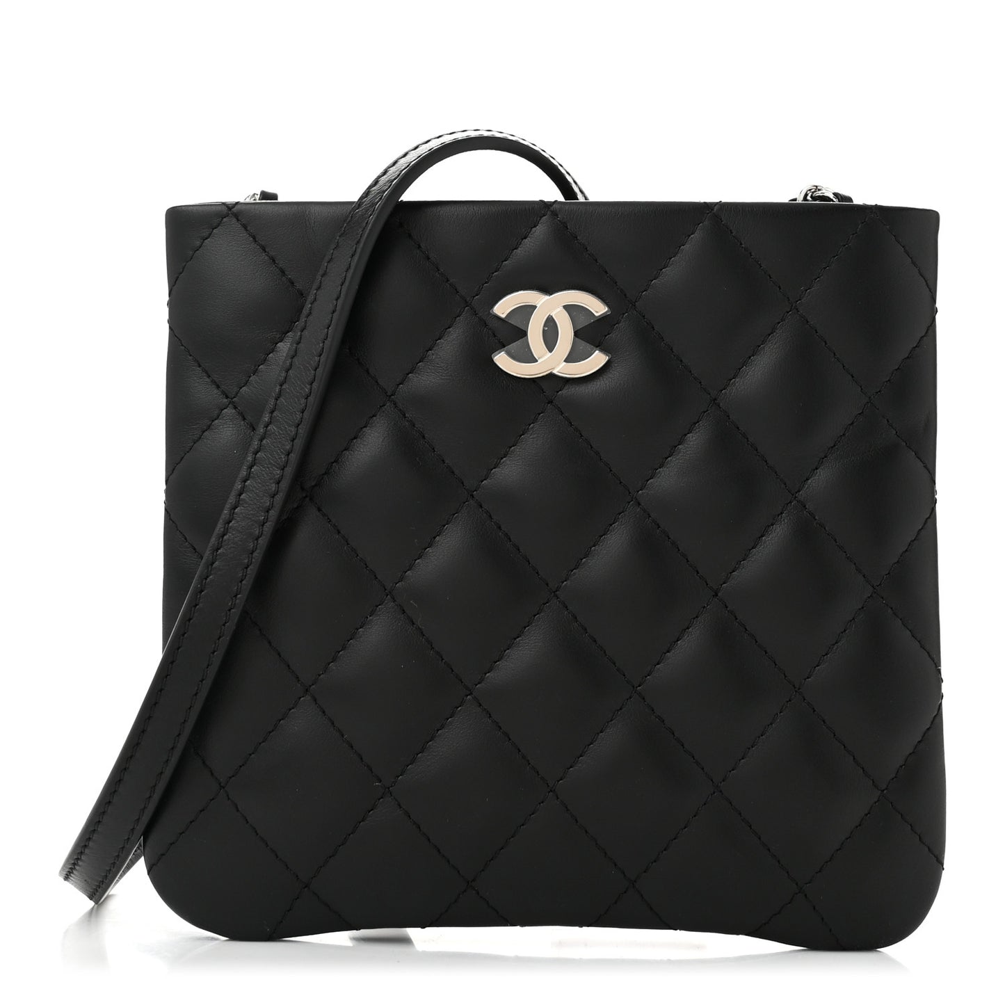 Lambskin Quilted Uniform Crossbody Bag Black