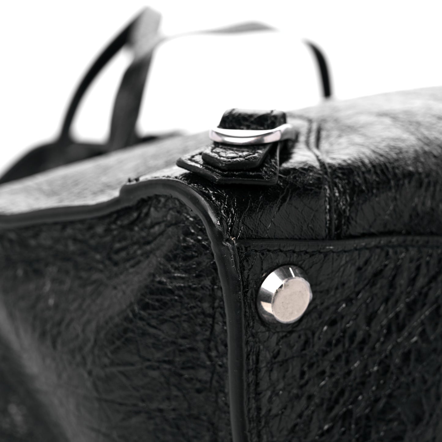 Agneau Arena Neo Classic Silver Hardware Medium Upside Down Tote Black