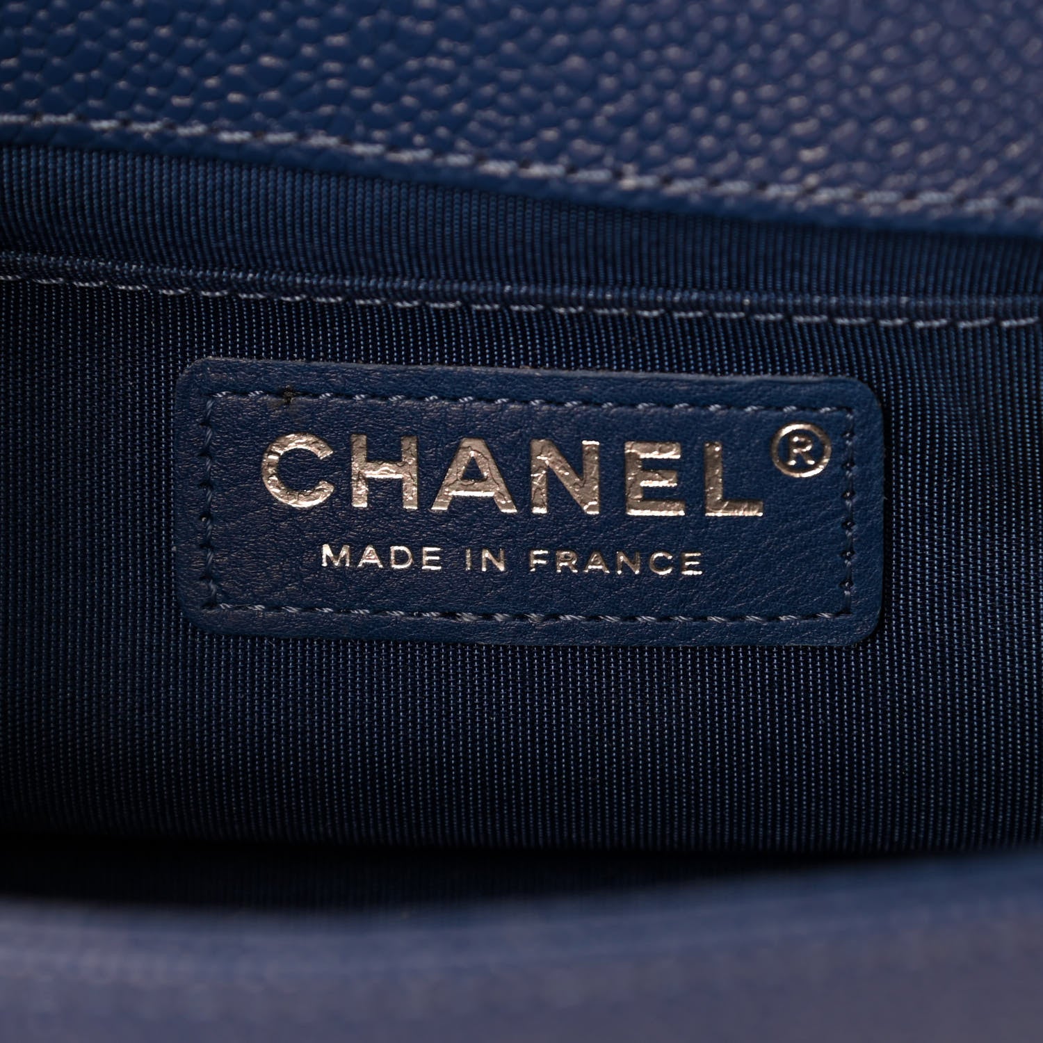 Chanel Caviar Chevron Quilted Small Boy Flap Dark Blue 6 of 11