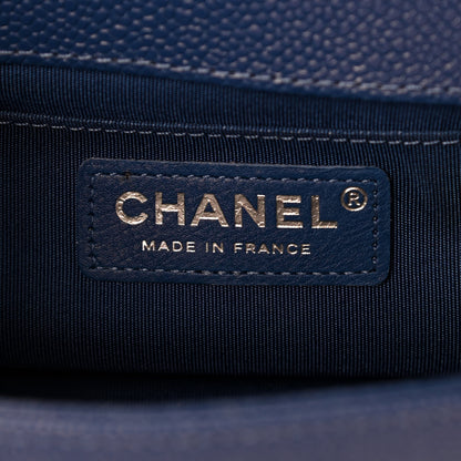 Chanel Caviar Chevron Quilted Small Boy Flap Dark Blue 6 of 11