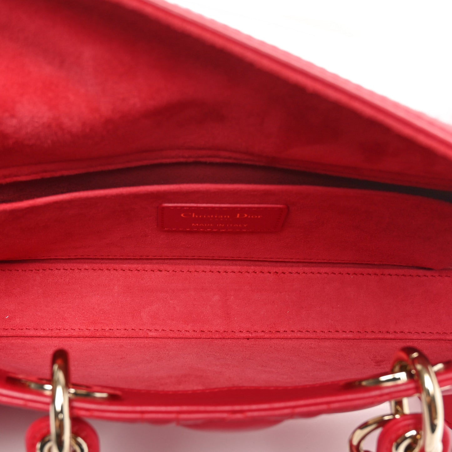 Lambskin Cannage Medium Lady D-Joy Red