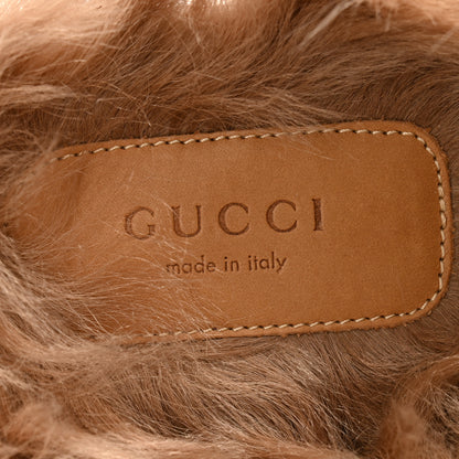 Gucci Malaga Kid Fur Womens Princetown Slippers 35 Blue Agata 6 of 9