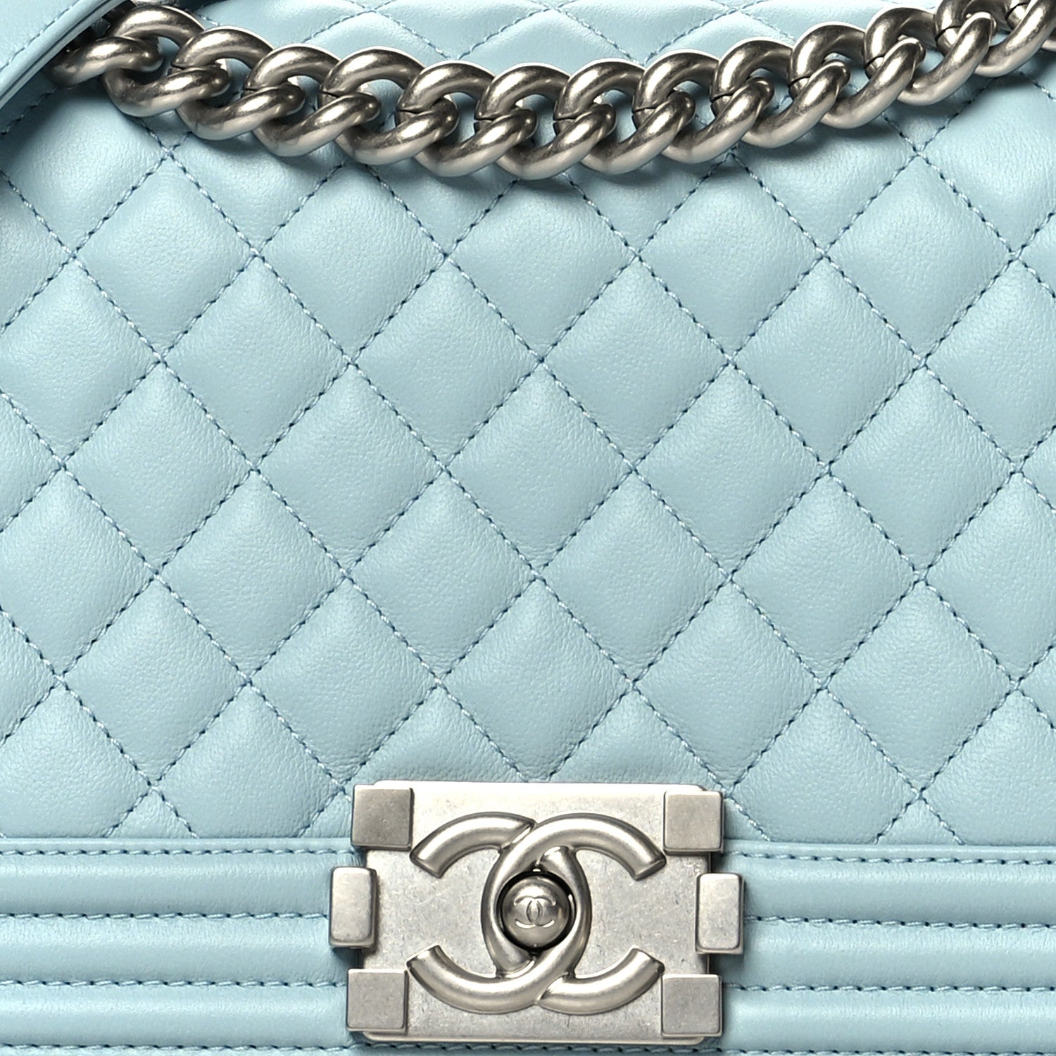 Chanel Lambskin Quilted Medium Boy Flap Light Blue 10 of 10