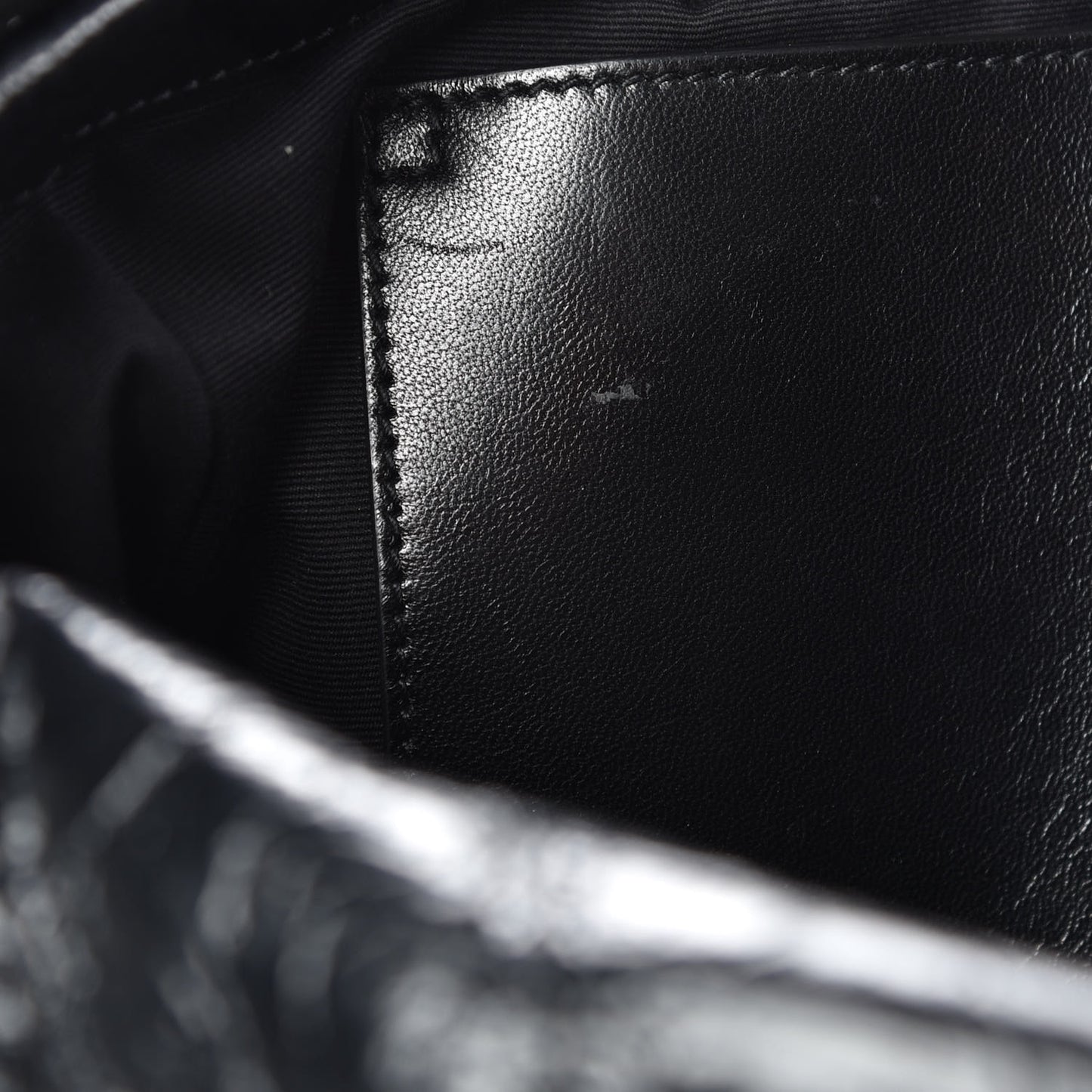 Crinkled Calfskin Matelasse Monogram Medium Niki Chain Satchel Black