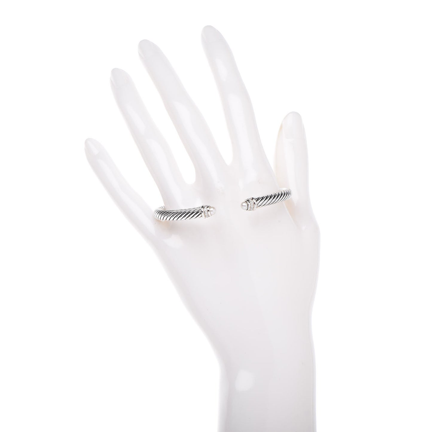 Sterling Silver Diamond Pearl 5mm Cable Classics Bracelet