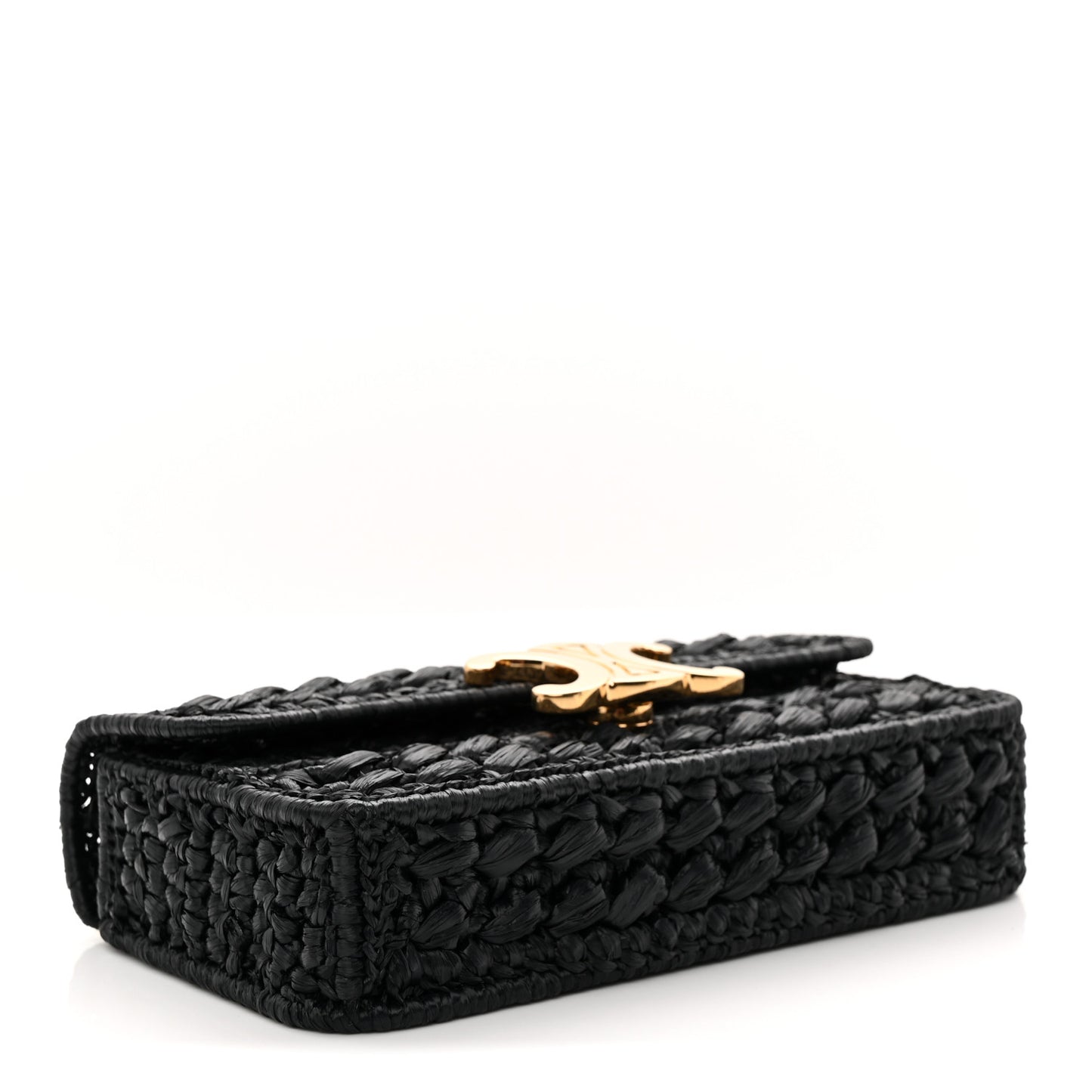 Raffia Effect Claude Chain Shoulder Bag Black