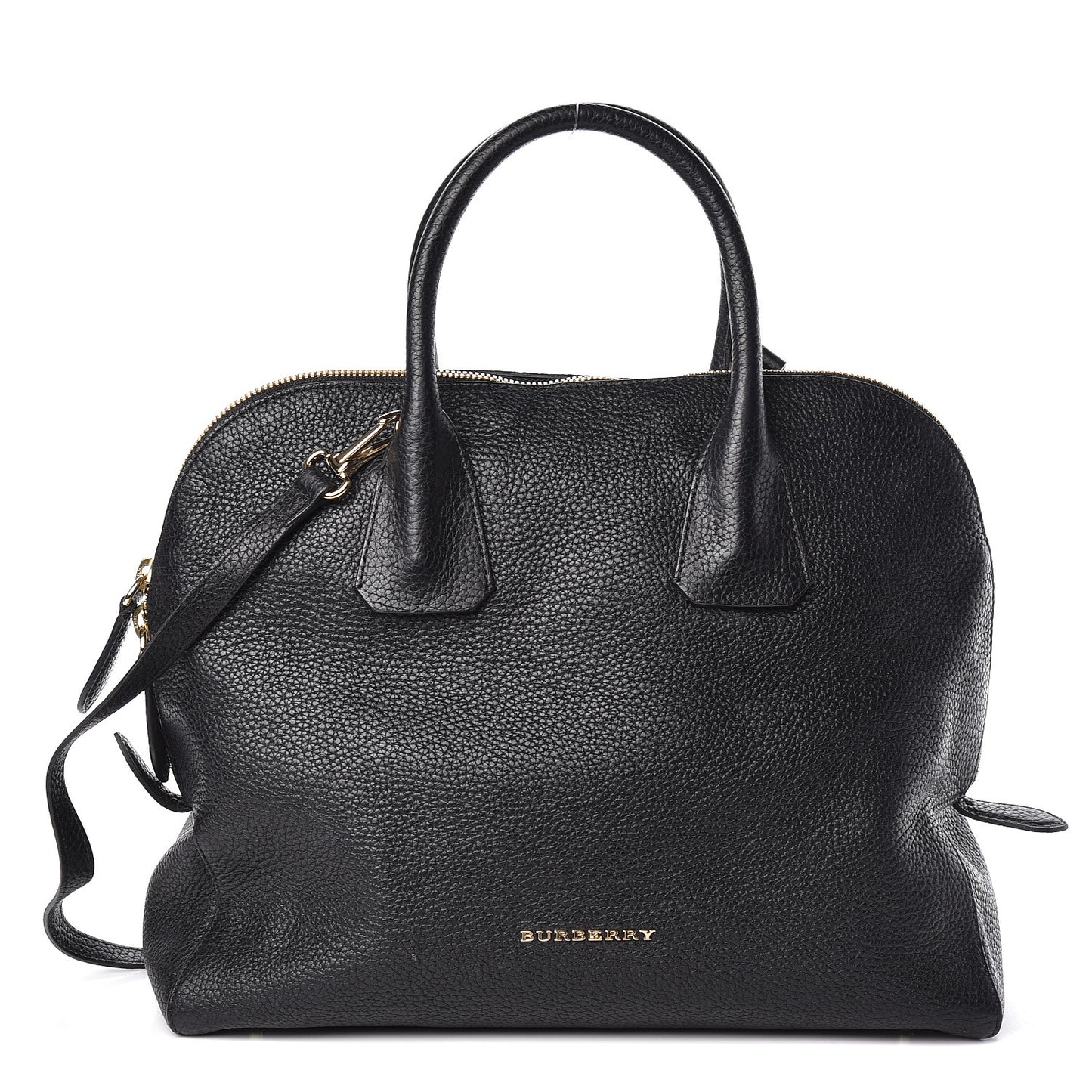 London Grainy Calfskin Medium Greenwood Bowling Bag Black