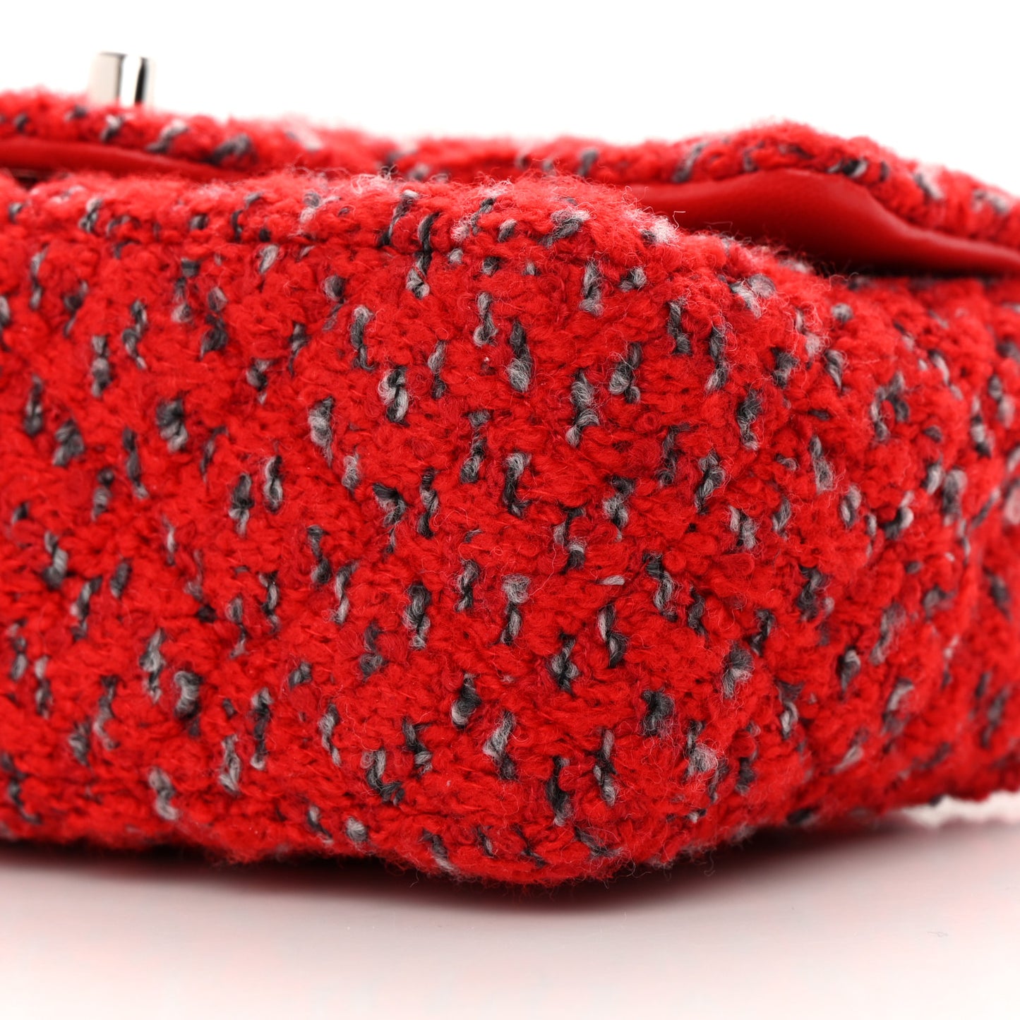 Tweed Quilted Mini Rectangular Flap Red Grey