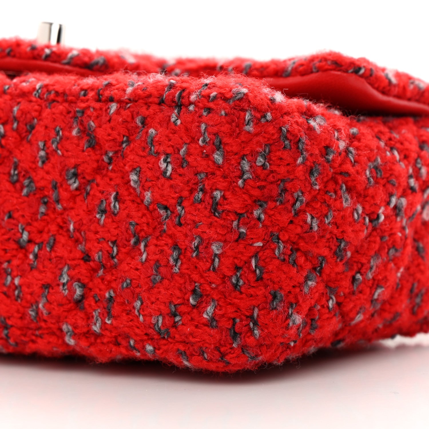 Chanel Tweed Quilted Mini Rectangular Flap Red Grey 10 of 12