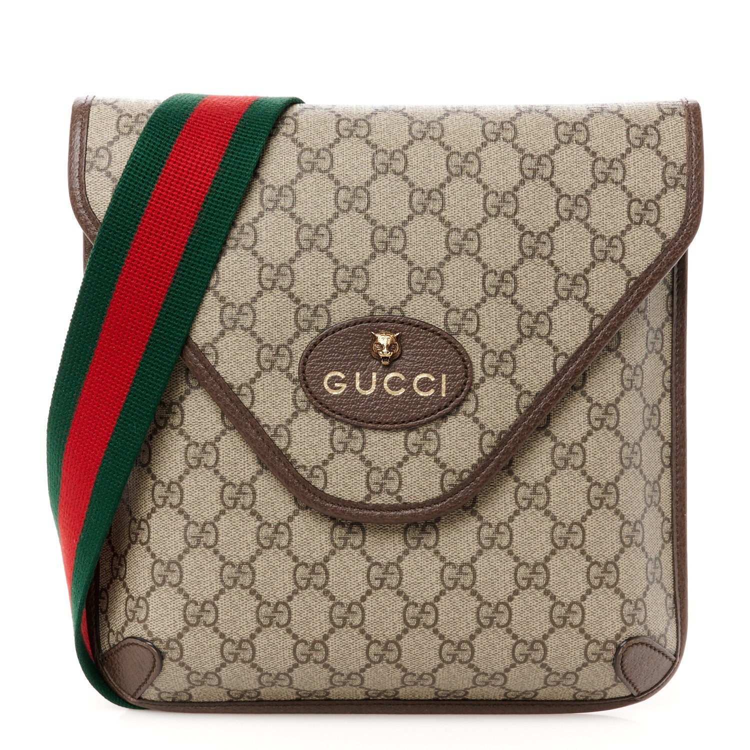Gucci GG Supreme Monogram Web Medium Neo Vintage Flap Messenger Bag Beige New Acero 1 of 11
