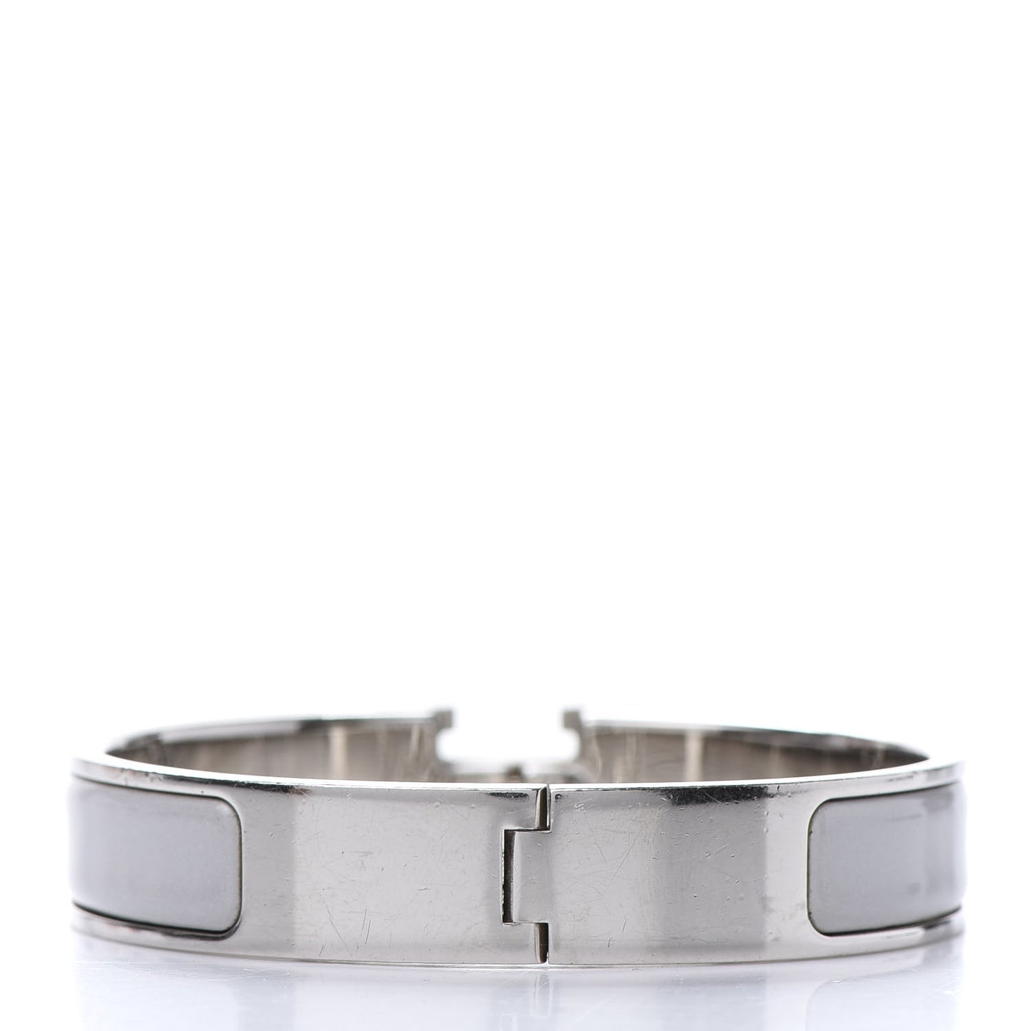 Enamel Narrow Clic Clac H Bracelet GM Blanc Gris Clair