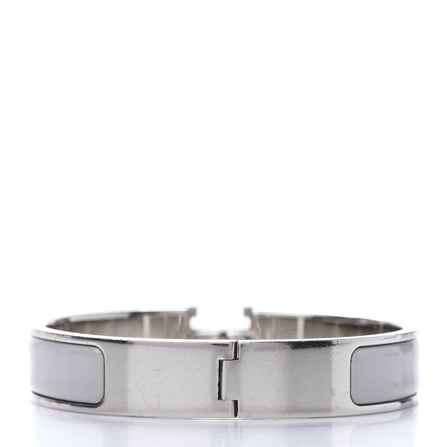 Hermes Enamel Narrow Clic Clac H Bracelet GM Blanc Gris Clair 3 of 5