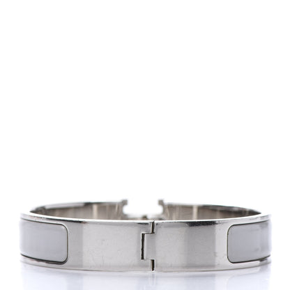 Hermes Enamel Narrow Clic Clac H Bracelet GM Blanc Gris Clair 3 of 5