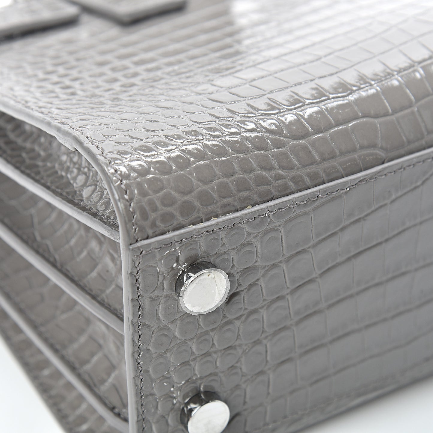 Calfskin Crocodile Embossed Nano Sac De Jour Fog