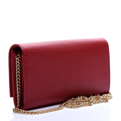 Gucci Dollar Calfskin Petite GG Marmont Wallet Chain Bag Hibiscus Red 3 of 11