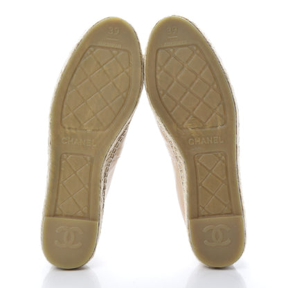 Chanel Lambskin CC Espadrilles 39 Beige Black 5 of 10