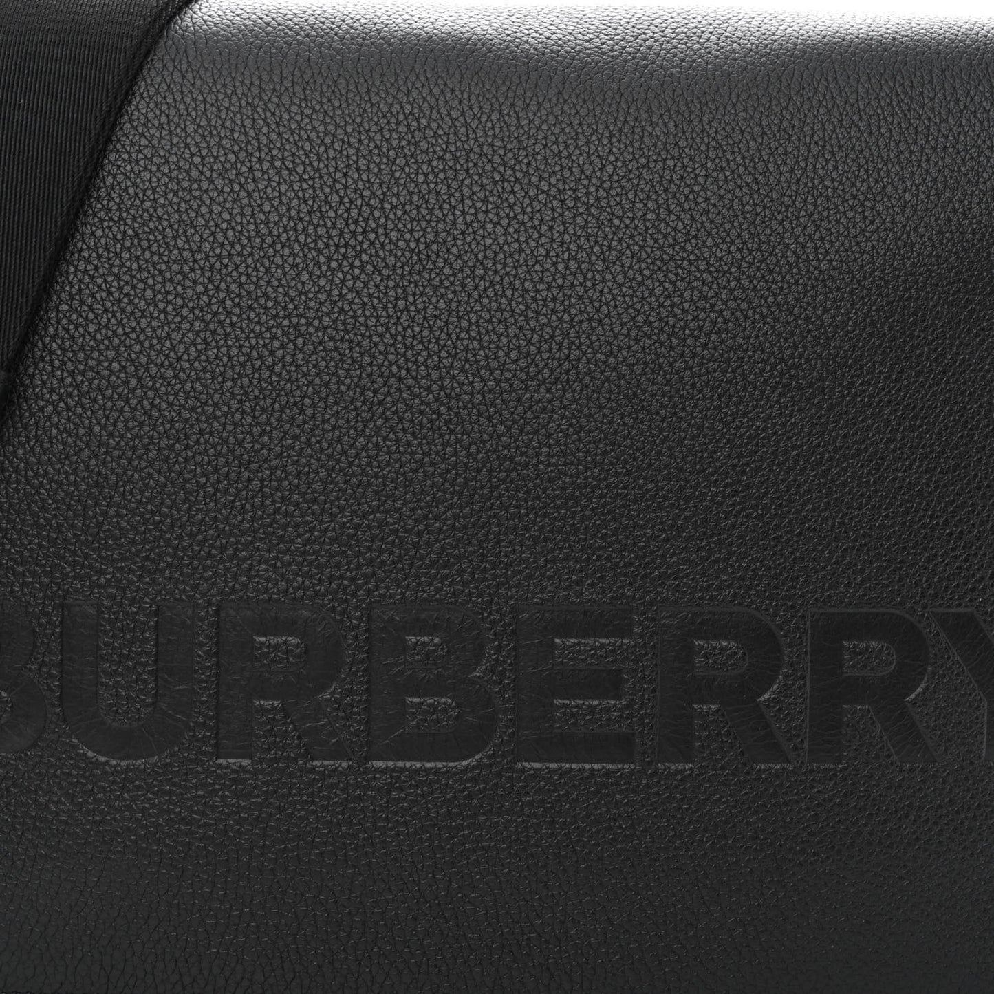 Grainy Calfskin Embossed Bruno Messenger Black