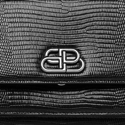 Balenciaga Patent Calfskin Lizard Embossed XS Sharp Top Handle Bag Black 7 of 9
