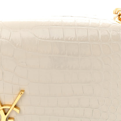 Saint Laurent Calfskin Crocodile Embossed Medium Classic Monogram Kate Tassel Satchel Crema Soft 12 of 15