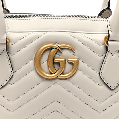 Gucci Calfskin Matelasse Medium GG Marmont East West Shoulder Bag Mystic White 8 of 10