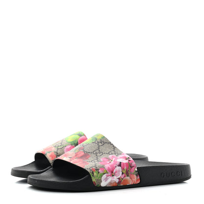 Gucci GG Supreme Monogram Blooms Slide Sandals 36 Beige Multicolor 3 of 7