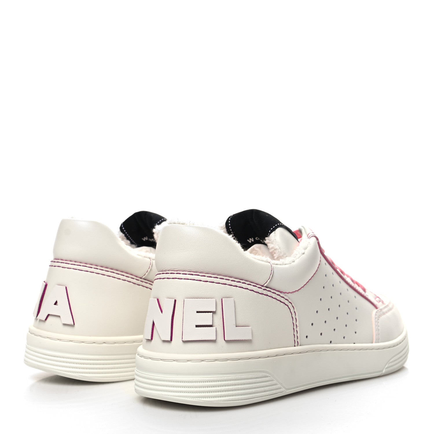 Chanel Calfskin Womens Logo Sneakers 40 White Pink 4 of 8