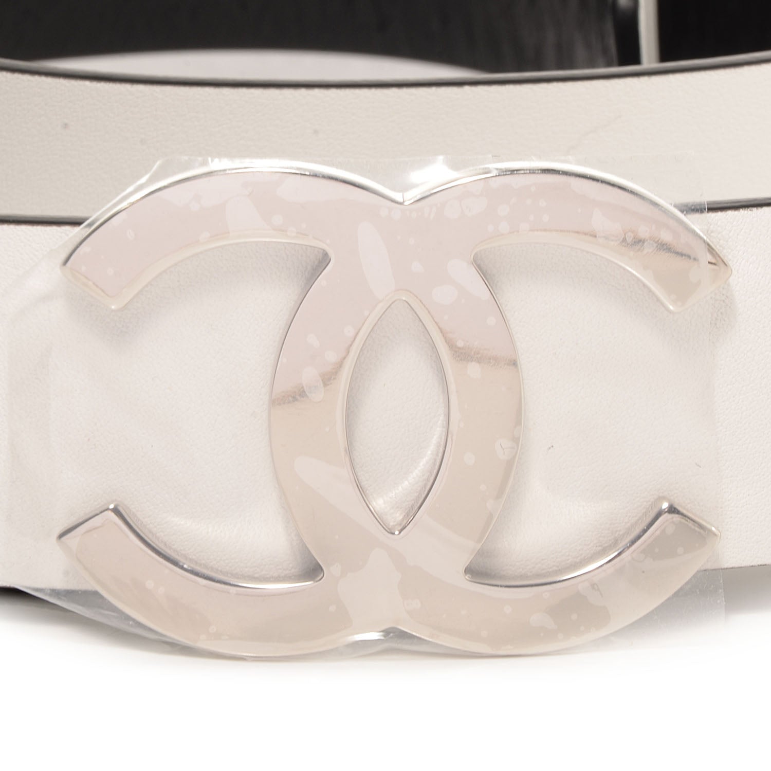 Chanel Reversible Leather CC Logo Belt 80 White Black 3 of 6